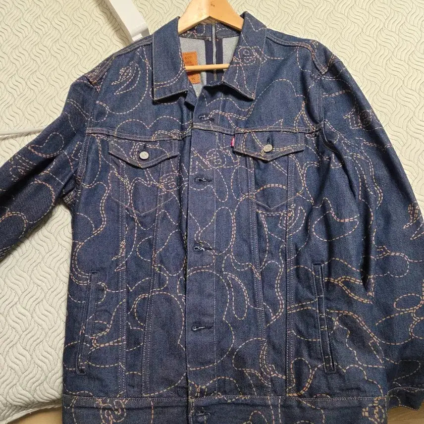 [BUNJANG] Levi's x BAPE Denim Jacket Pattern Blue / 리바이스 베이프 데님 자켓 패턴 블루