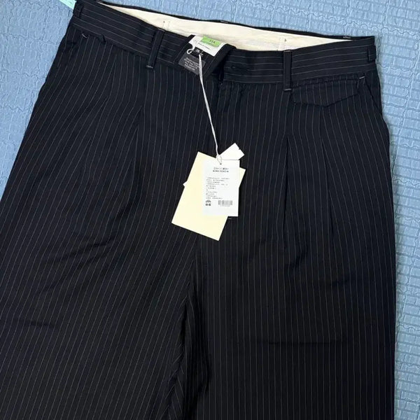 [BUNJANG] Polyteru Pin Stripe Trousers Black / 폴리테루 핀 스트라이프 트라우저 블랙 (3)