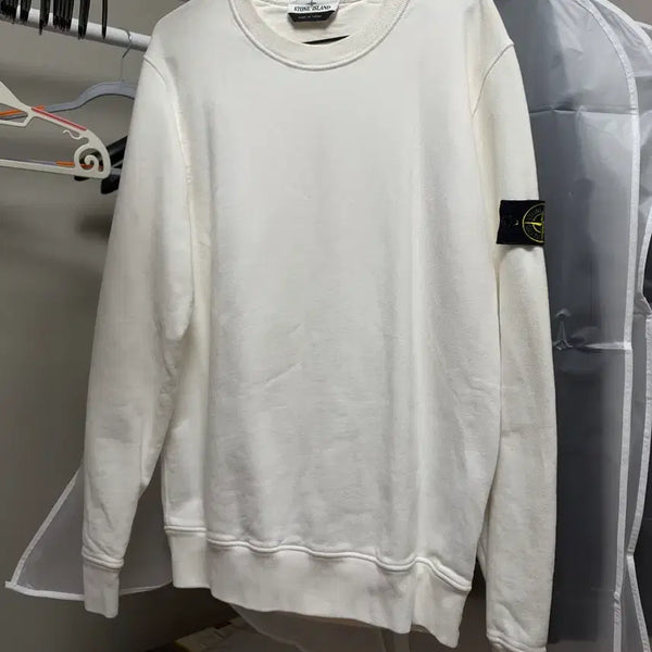 [BUNJANG] Stone Island White Sweatshirt Large / 스톤아일랜드 화이트 맨투맨 라지 정품 새상품 급
