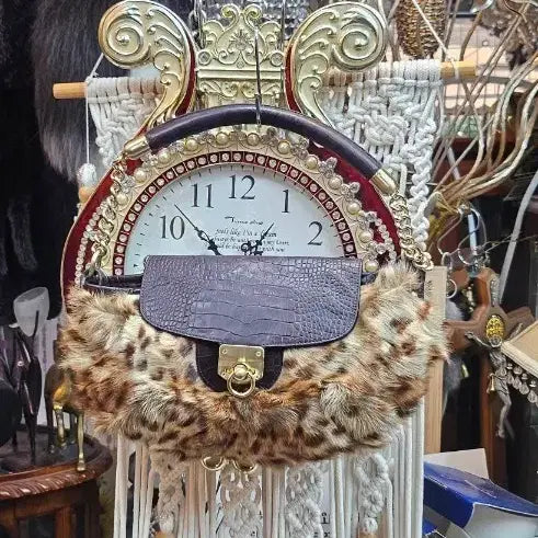 [BUNJANG] The Handsome Leopard Fur Shoulder Bag / 한섬M레오파드 모피 숄더