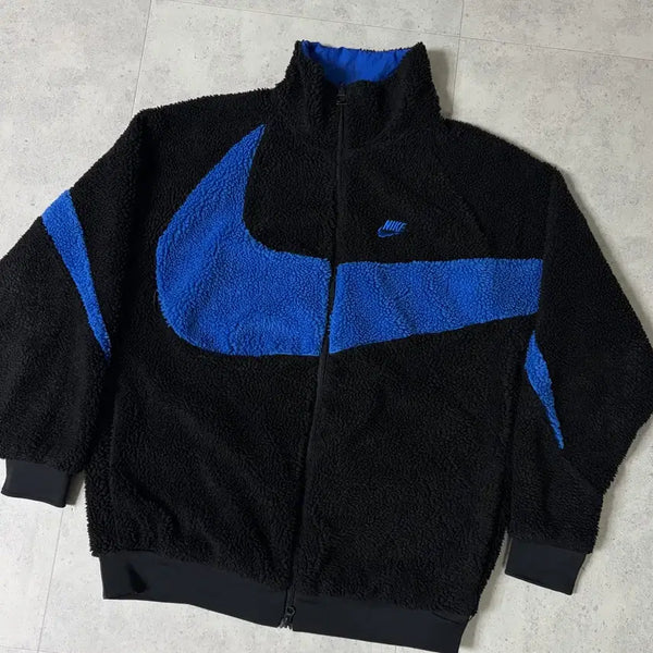 [BUNJANG] Nike Fleece Reversible Zip-Up Jacket Black/Blue L / 나이키 플리스 리버시블 집업 자켓 블랙 블루L
