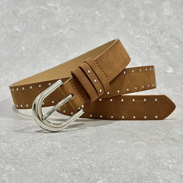 [BUNJANG] Oribell Tiny Ball Stud Suede Cowhide Minimal Belt / Oribell 타이니 볼 스터드 스웨이드 소가죽 미니멀 벨트