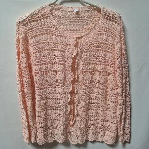 [BUNJANG] Pink Knit Cardigan - Size M / 핑크색 니트 가디건 M