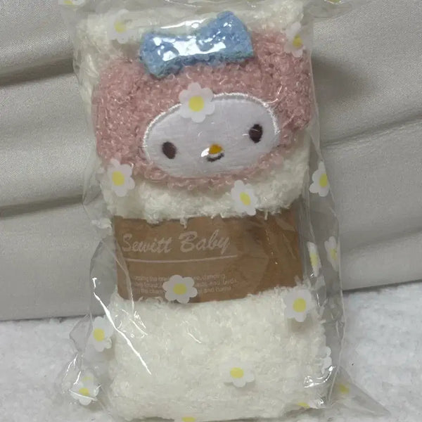 [BUNJANG] My Melody Microfiber Sleep Socks - Pink/White / 마이멜로디 극세사 수면 양말 핑크 화이트