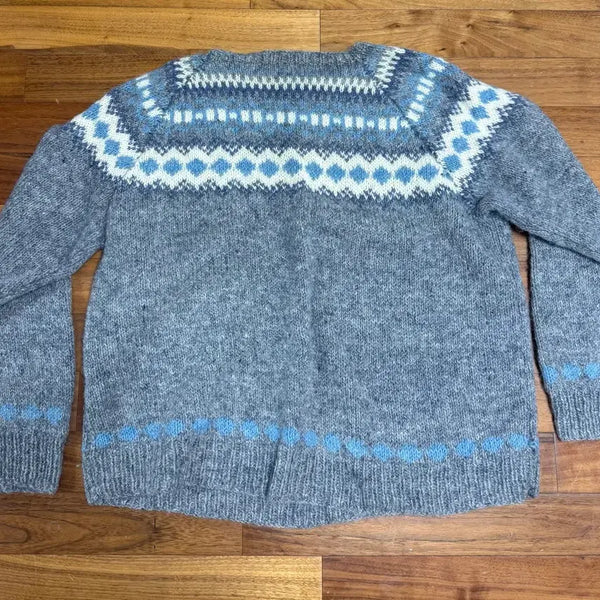 [BUNJANG] Pattern Knit Sweater Grey/Blue / 패턴 니트 그레이/블루
