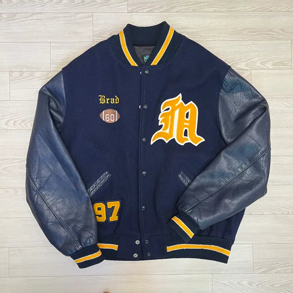 [BUNJANG] Nelson Wool/Leather Varsity Jacket / Nelson 울/레더 바시티 자켓 [105-110]