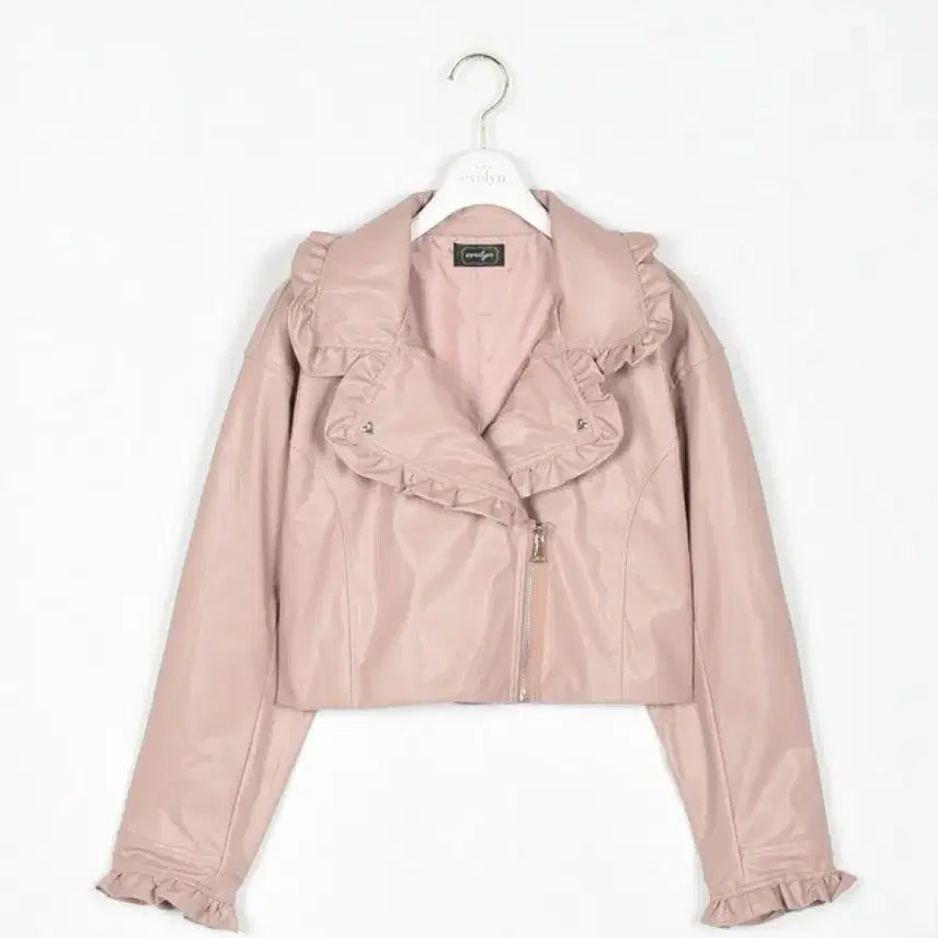 [BUNJANG] Evelyn Heart Leather Jacket Pink / eveyln 이블린 하트 레더자켓 핑크