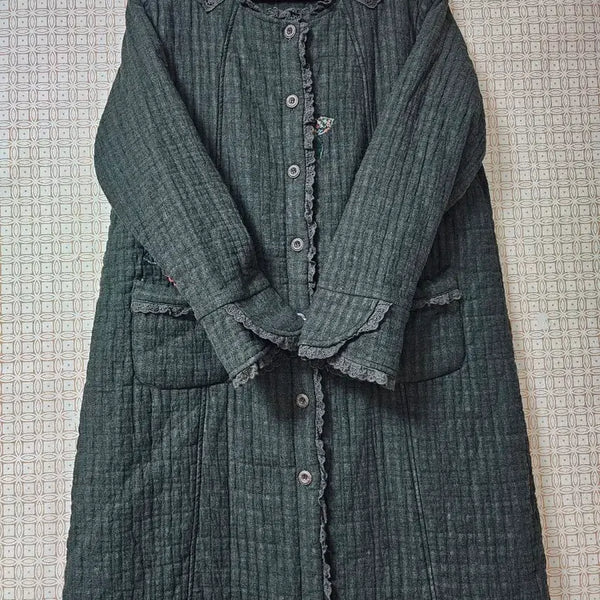 [BUNJANG] Quilting Lace Long Jacket / 퀼팅 레이스 롱 자켓
