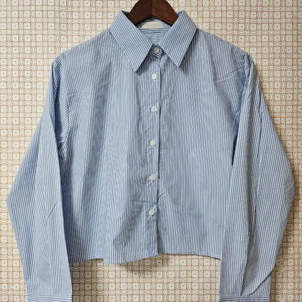 [BUNJANG] Stripe Crop Shirt / 스트라이프 크롭 셔츠