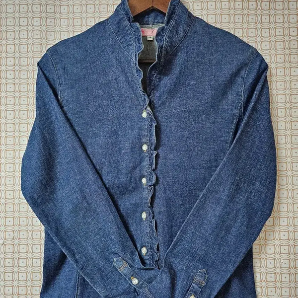 [BUNJANG] Denim Frill Blouse / 데님 프릴 블라우스
