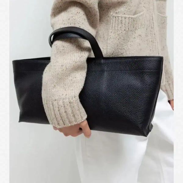 [BUNJANG] Accessory Wide Bag Medium Black Leather / 네세서리 와이드 백 미디움 (블랙)