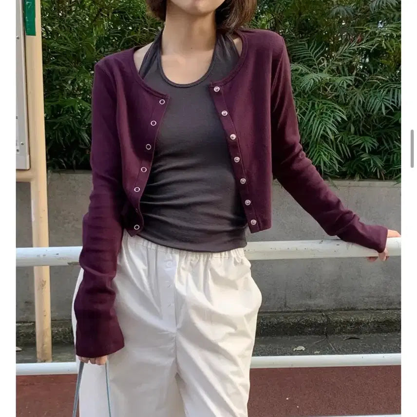 [BUNJANG] Underbee Ego Ribbed Snap Button Cardigan / 언더비 Ego 골지 스냅 버튼 가디건 에이블리 지그재그