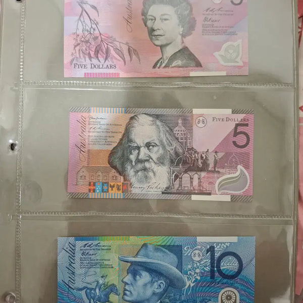 [BUNJANG] Australia 2nd Polymer Banknotes (6 notes) + World's First Polymer $10 Commemorative Note (Total 7 Notes) / 호주 2차 폴리머 지폐 6장 + 세계최초 폴리머 10달러 기념권 총 7장