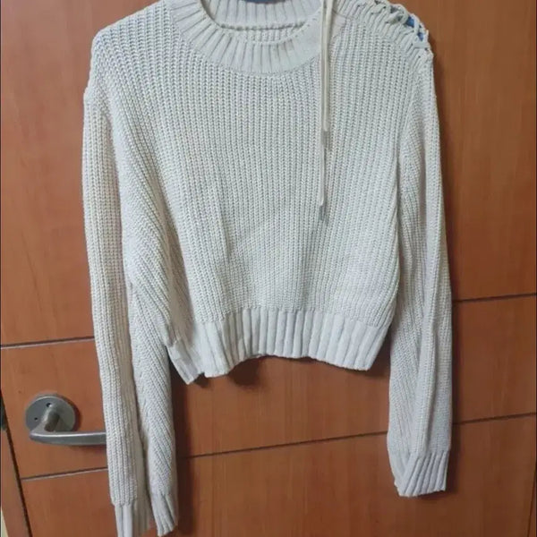 [BUNJANG] Ivory Cropped Knit Top / 크롭 니트 아이보리