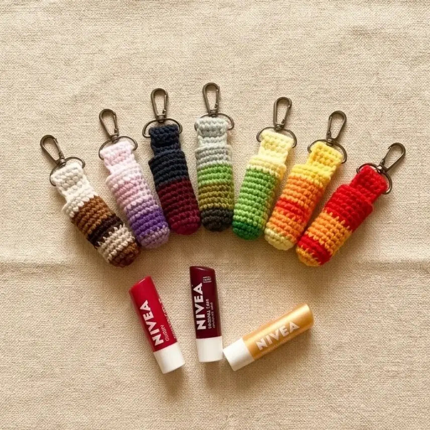 [BUNJANG] Lip Care Knit Pouch Keychain Bundle Set / 7p일괄)선물로도좋은 립케어 뜨개 파우치 키링
