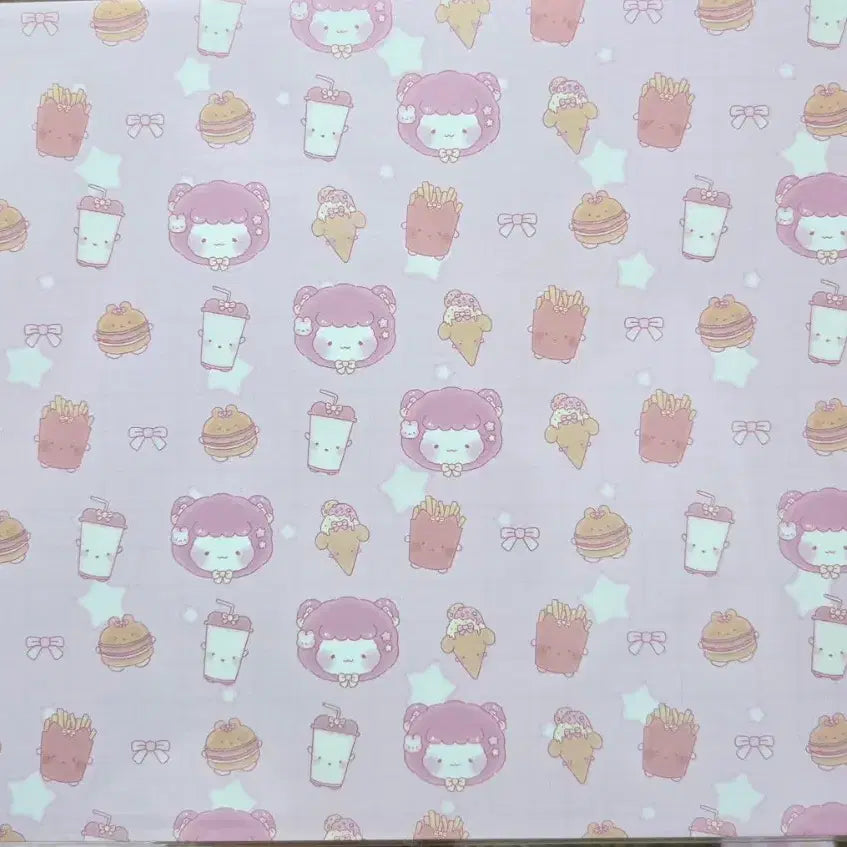 [BUNJANG] Fluffy Burger Princess Pattern Wrapping Paper (50 Sheets) / [포용]플러피버거 공주 패턴 랩핑지 50장