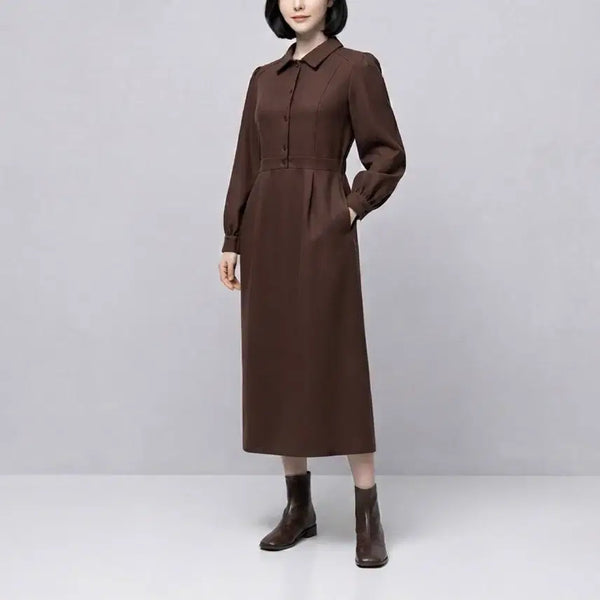 [BUNJANG] Brown Midi Dress with Pockets / [새제품] 핏좋고 두께감 있는 브라운 원피스
