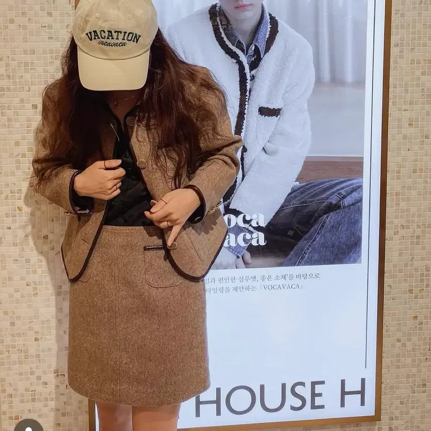 [BUNJANG] Bvocca Brown Jacket + Skirt Set / 보카바카 브라운 자켓+스커트 셋업