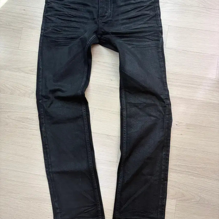 [BUNJANG] Under My Car Black Chain Coated Jeans / 언더마이카 블랙 체인 코팅진