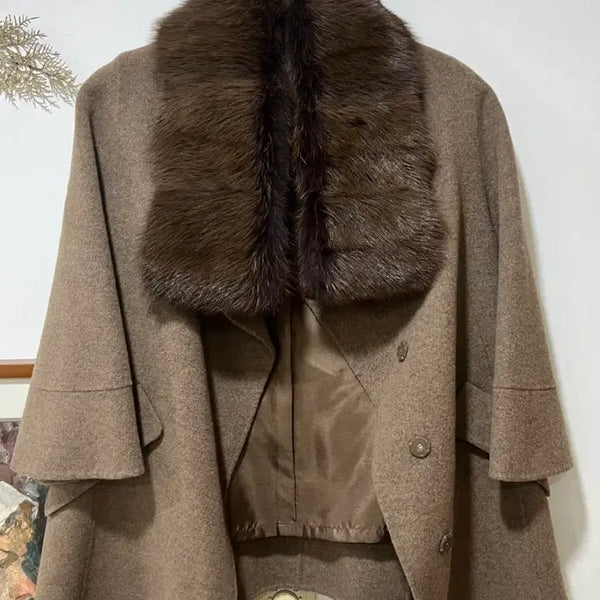 [BUNJANG] Mine Cashmere Wool Handmade Fur Jacket / 한섬 마인 캐시미어 양모 핸드메이드 퍼자켓