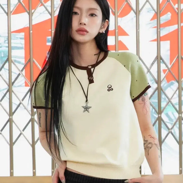 [BUNJANG] Lunakhifu Dot Raglan T-Shirt Size 2 / 루나키후 도트 래글런 티셔츠 사이즈2