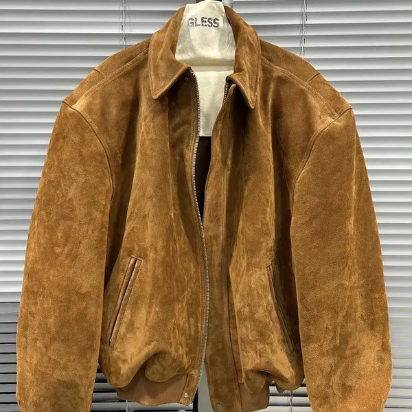 [BUNJANG] GLESS 030 Suede Bomber Jacket Tobacco / 글레스 GLESS 030 스웨이드 봄버 토바코 1