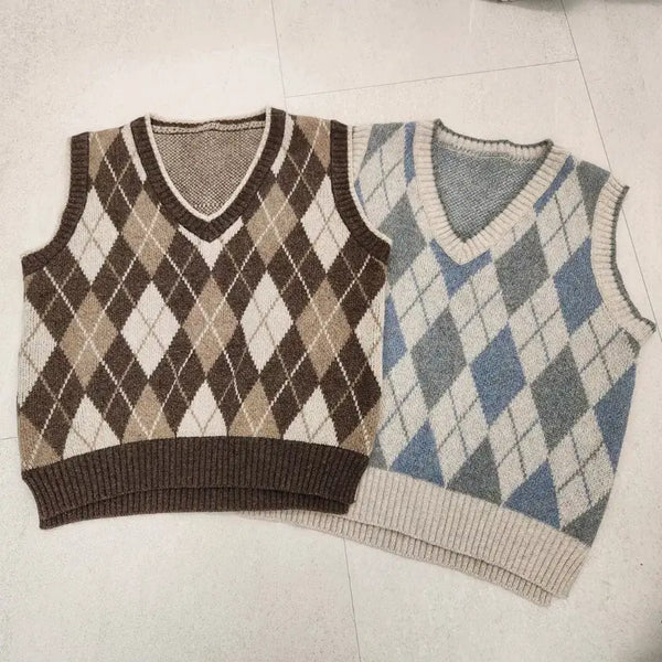 [BUNJANG] Argyle Pattern Wool Knit Vest / 아가일 패턴 울 니트 조끼