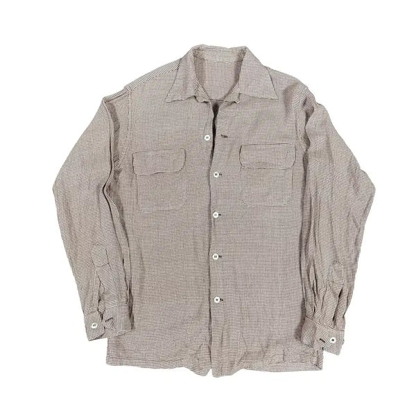[BUNJANG] Vintage 1950s Houndstooth Loop Collar Shirt - Size L / 빈티지 50s 하운즈투스 루프칼라 셔츠 Houndstooth Loop Collar Shirt