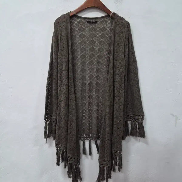[BUNJANG] ROSE BUD Khaki Tassel Cardigan / ROSE BUD 카키 테슬 가디건