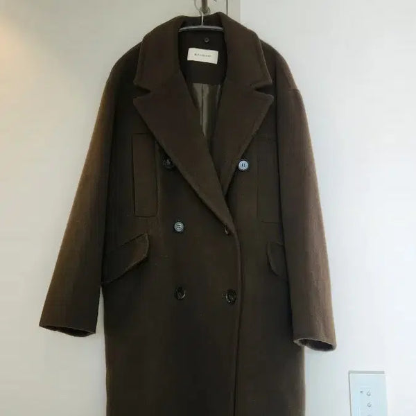 [BUNJANG] At Corner Khaki/Navy Double Coat / 앳코너 카키/네이비 더블코트