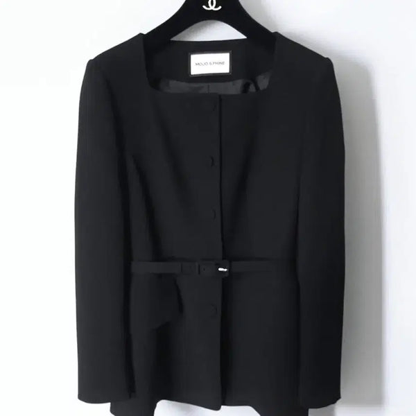 [BUNJANG] MOZOSPHINE Square Neck Belted Jacket (Size 55) / [새상품] 모조에스핀 스퀘어넥 벨티드 자켓 55