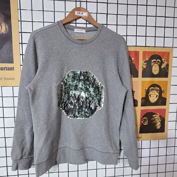 [BUNJANG] Customlow Sweatshirt Gray Sequin Accent / 커스텀로우 맨투맨 그레이 스팽글 장식 0919