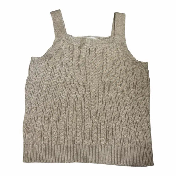 [BUNJANG] Cable Knit Sleeveless Top - Beige / 케이블 니트 민소매 베이지