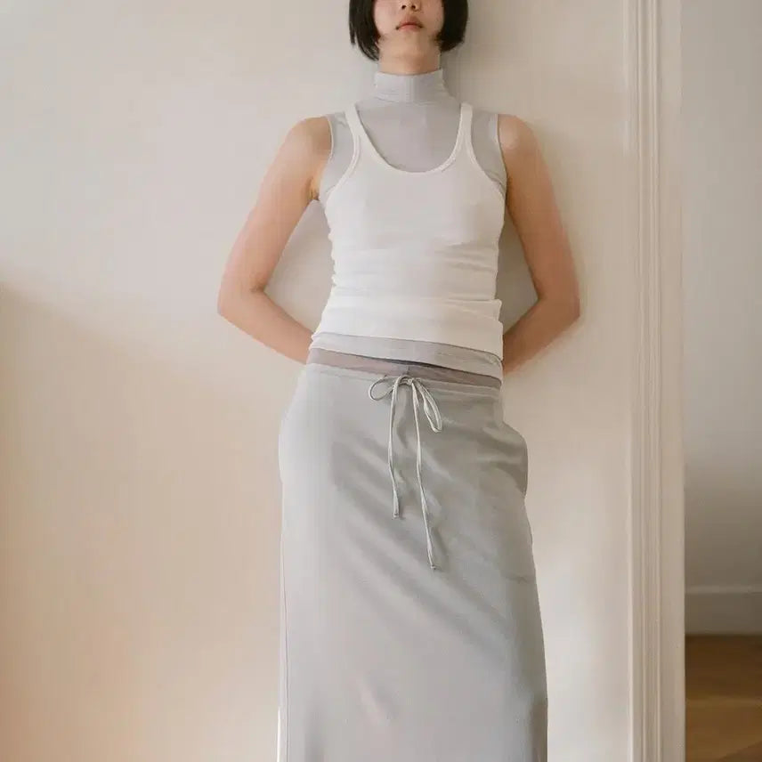[BUNJANG] LFM Drawstring Maxi Skirt - Mist Gray / 새상품) 엘에프엠 lfm Drawstring Maxi Skirt / Mist Gray