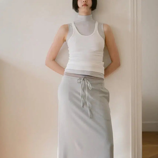[BUNJANG] LFM Drawstring Maxi Skirt - Mist Gray / 새상품) 엘에프엠 lfm Drawstring Maxi Skirt / Mist Gray