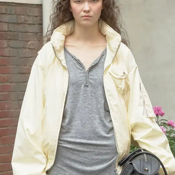 [BUNJANG] OIPOI Cargo Bomber Jacket Yellow M / 오픈와이와이 카고 봄버 옐로우 M