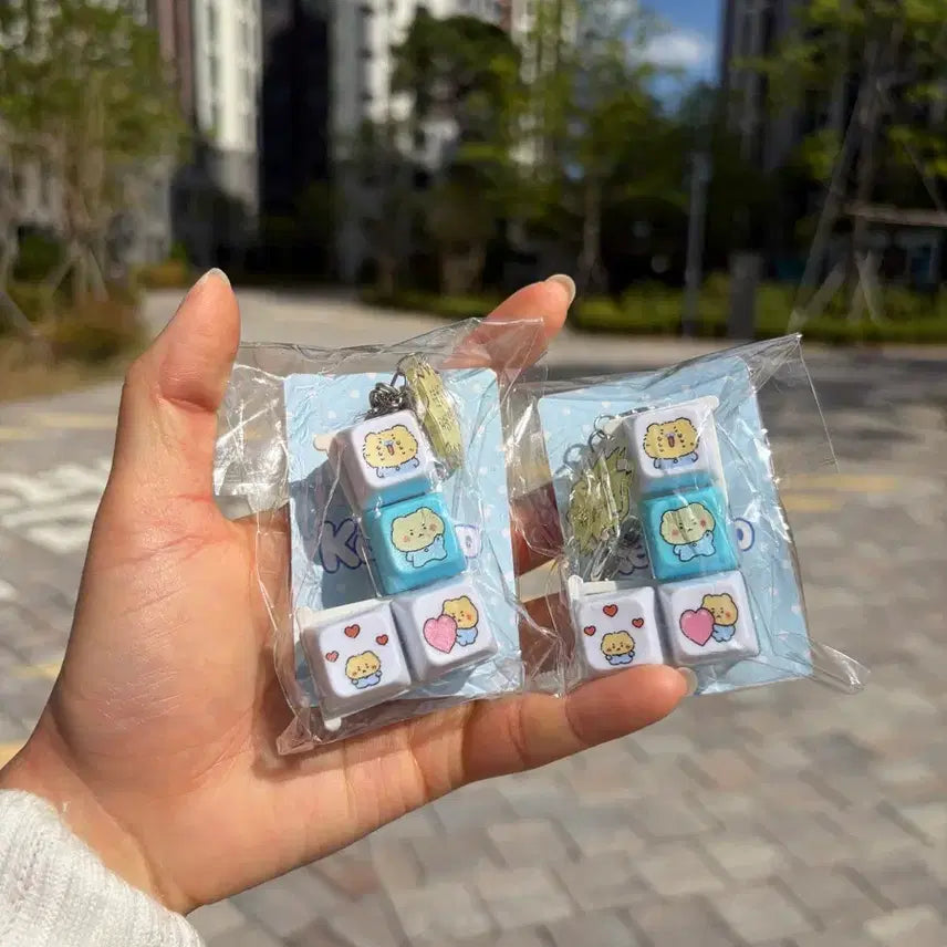 [BUNJANG] Mangom Bear LED Keycap 4-Socket Keyring / 할인 망곰이 LED키캡 4구 키링