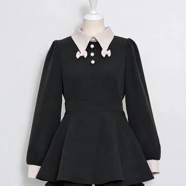 [BUNJANG] Pium Ribbon Collar Setup (Black) / 피움 리본 카라 셋업 교판 양산형 지뢰계 스나계 pium