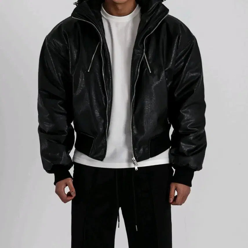 [BUNJANG] Chris Han Leather Hooded Jacket / Free ) 크리스한 레더 후드 자켓