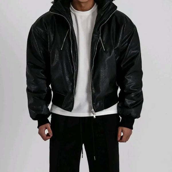 [BUNJANG] Chris Han Leather Hooded Jacket / Free ) 크리스한 레더 후드 자켓