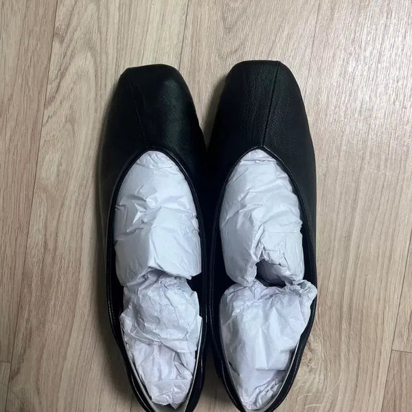 [BUNJANG] Customade Woman Basic Square Leather Flat Shoes Camila (Black) / 커스텀에이드우먼) 베이직 스퀘어 레더 플랫슈즈 카밀라 (블랙)