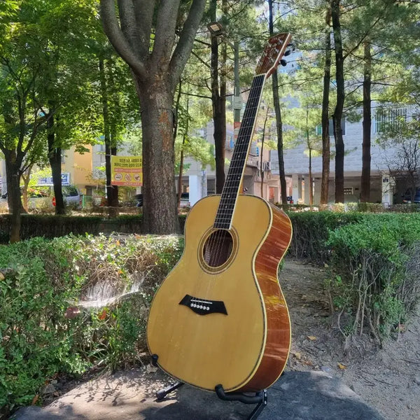 [BUNJANG] Dame Top Solid OM Body Acoustic Guitar (Gloss Finish) / 인니산 데임 탑솔리드 OM바디유광 통기타 판매