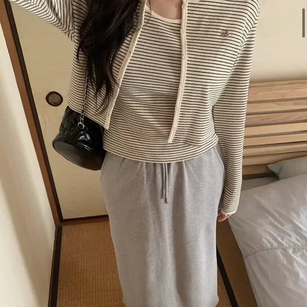 [BUNJANG] Merion Bessia Stripe Set Cream / [새상품/택o]메리온 베시아 스트라이프 세트 크림