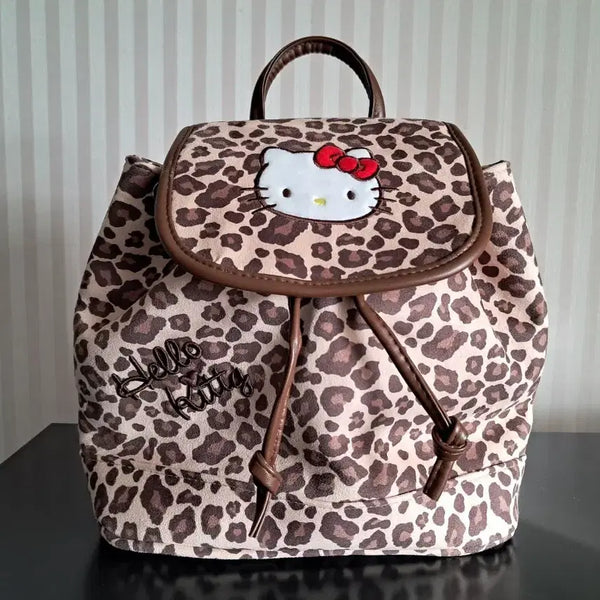 [BUNJANG] Sanrio Hello Kitty Suede Leopard Backpack / 산리오 헬로키티 스웨이드 레오파드 호피 백팩 새상품