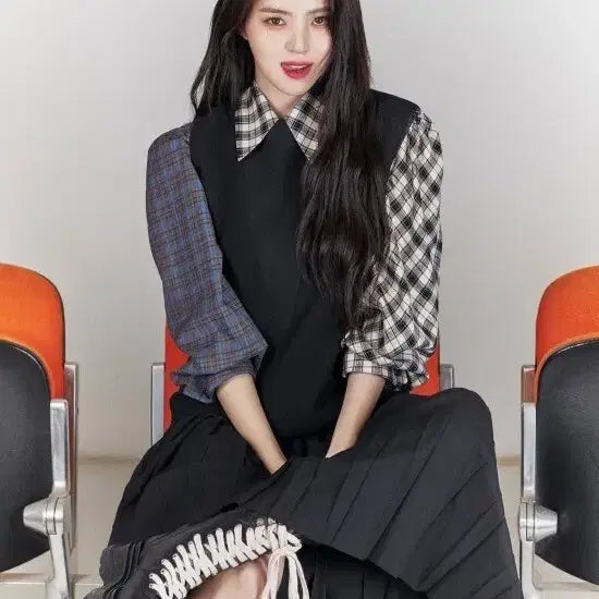 [BUNJANG] Lucky Chouette Check Pattern Blouse / 럭키슈에뜨 블라우스