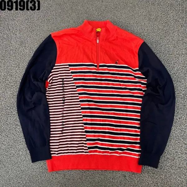 [BUNJANG] Macaw Half-Zip Knit Red Navy 100 / Macaw 하프집업 니트 빨강 네이비 100 0919