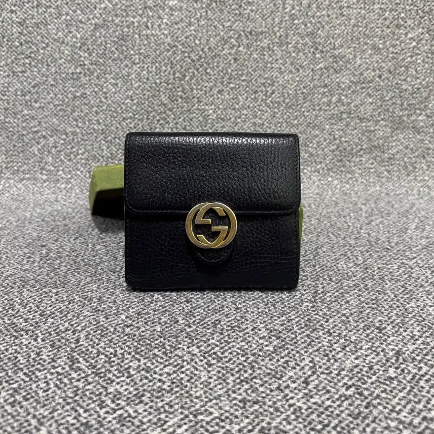 [BUNJANG] Gucci GG Interlocking Flap Women's Card Wallet / 구찌 GG 인터로킹 플랩 여성 카드지갑 지갑 중지갑