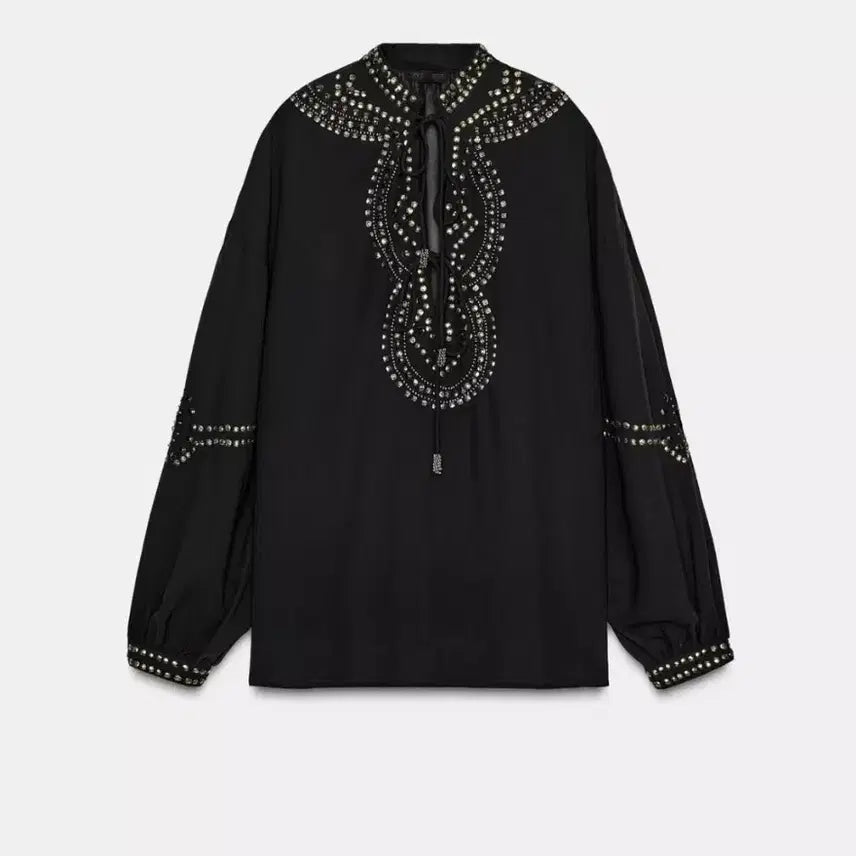 [BUNJANG] Zara See-Through Beaded Blouse M / 할로윈 강추. 자라 시스루 비즈장식 블라우스 M,  새제품