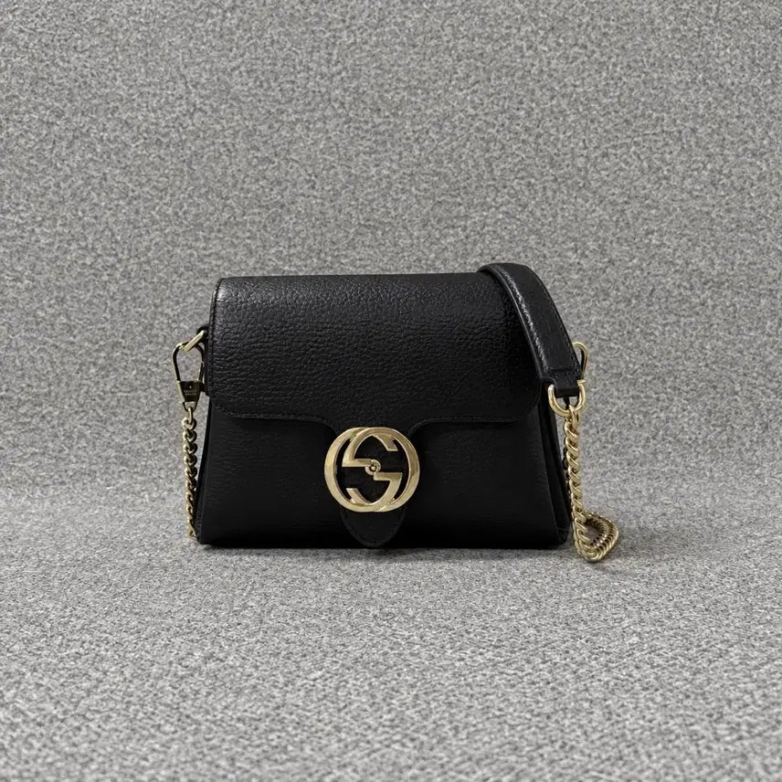 [BUNJANG] Gucci GG Interlocking Chain Shoulder Bag Black / 구찌 GG 인터로킹 체인 숄더백 블랙