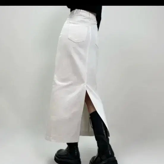 [BUNJANG] White Denim Long Skirt / 화이트 데님 롱 치마